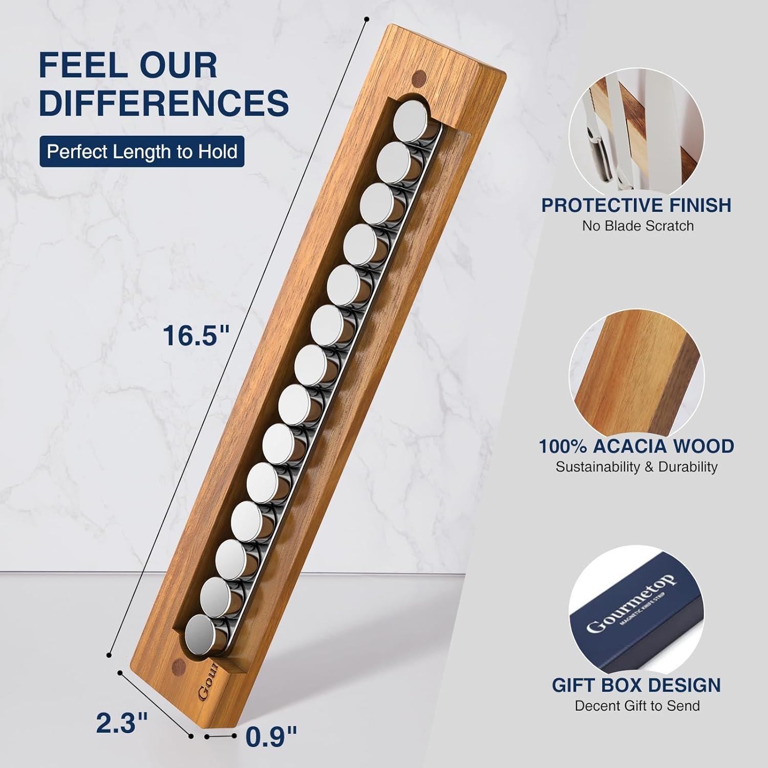 Magnetischer Messerhalter für die Wand 42 cm Holz Magnetleiste ohne