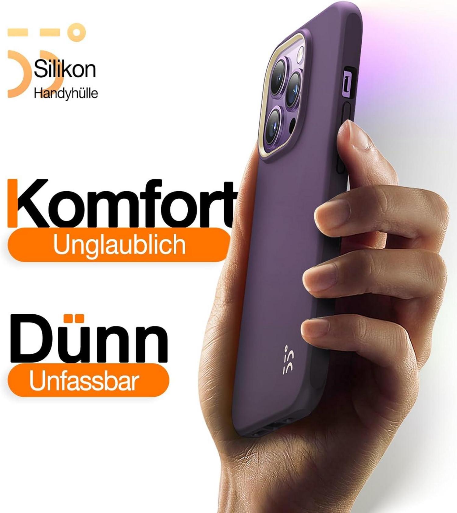 TORRAS iPhone 14 Pro Hülle Flüssiges Silikon Stoßfest Schutzhülle Sanfte Haptik Violett