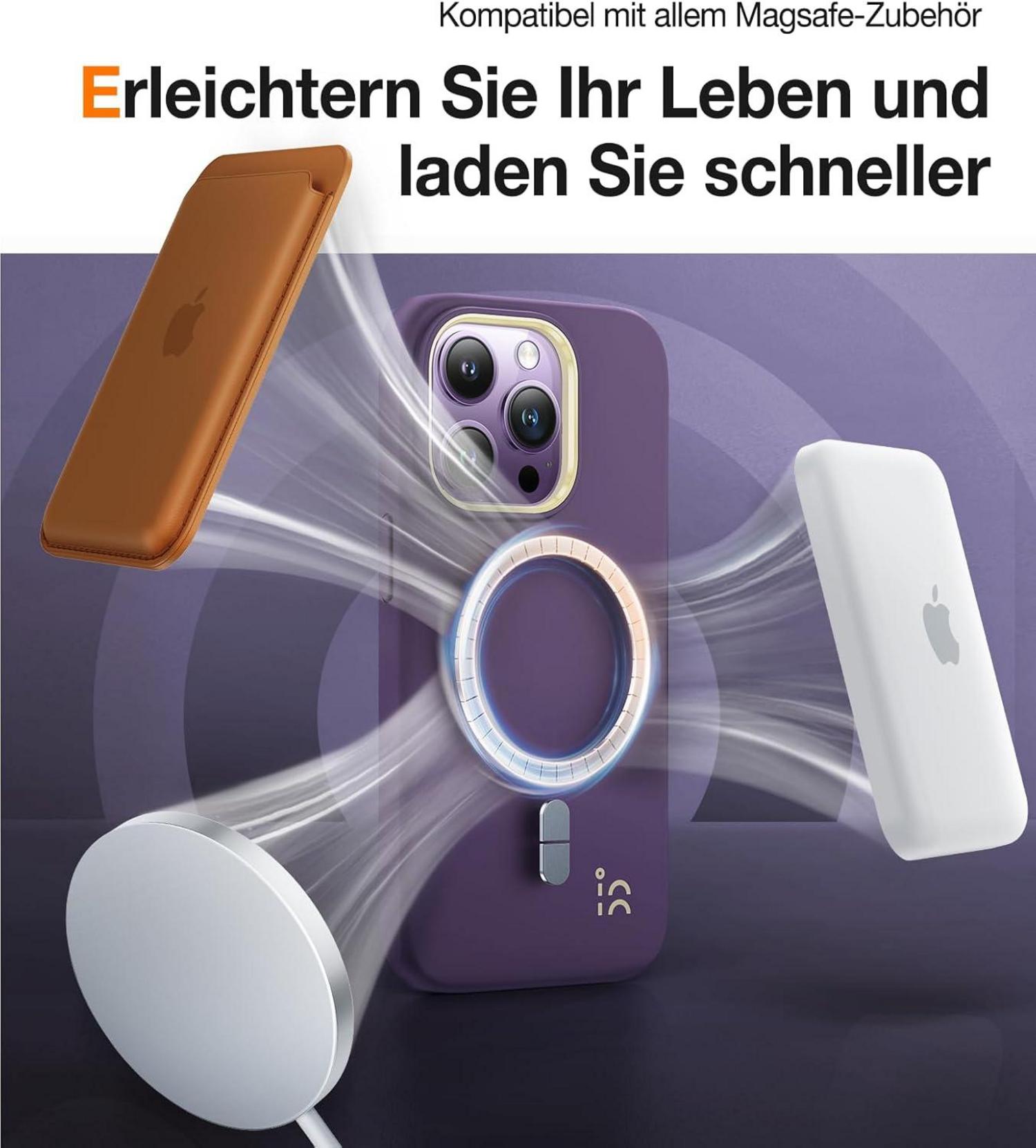 iPhone 14 Pro Hülle MagSafe Flüssig Silikon Stoßfest Violett Love