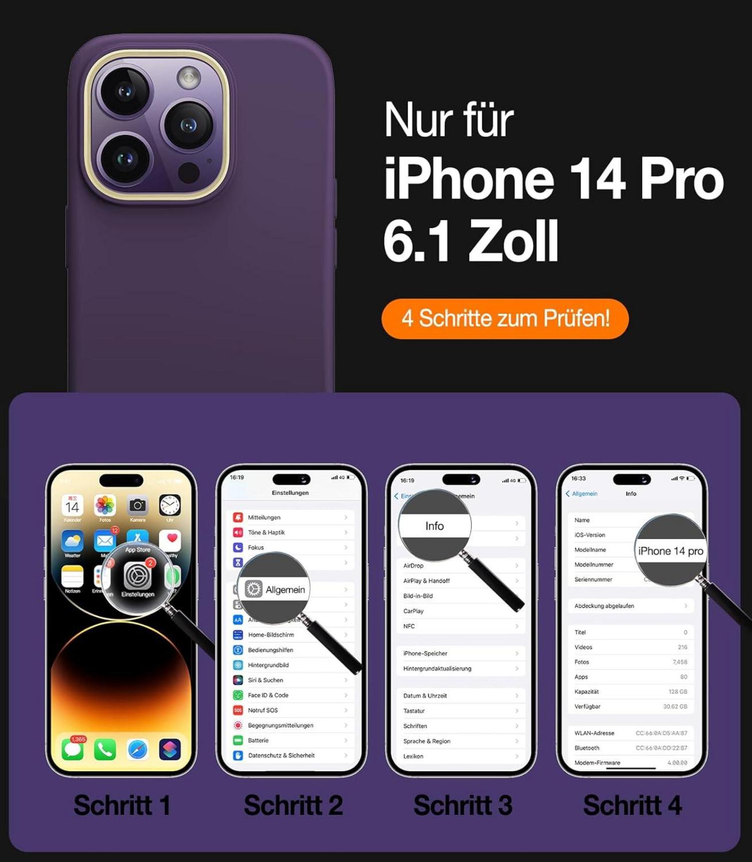 TORRAS iPhone 14 Pro Hülle MagSafe Zertifiziert Stoßfest Violett