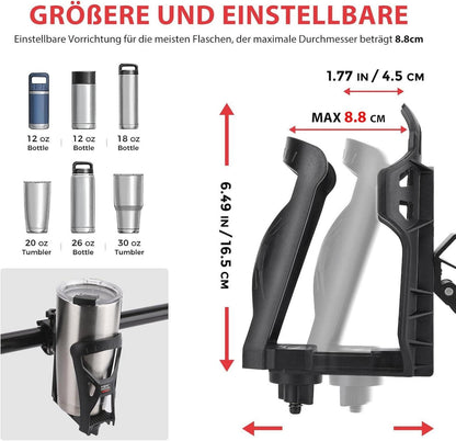 Fahrrad Flaschenhalter, Trinkflaschenhalter 1.5-4cm Metallklemme 800ML Schwarz 1
