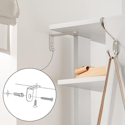 8-lagiges Schuhregal mit 2 Haken, weiß, platzsparend, stabil