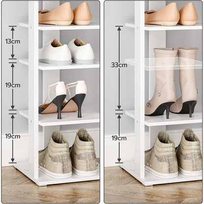 8-lagiges Schuhregal mit 2 Haken, weiß, platzsparend, stabil