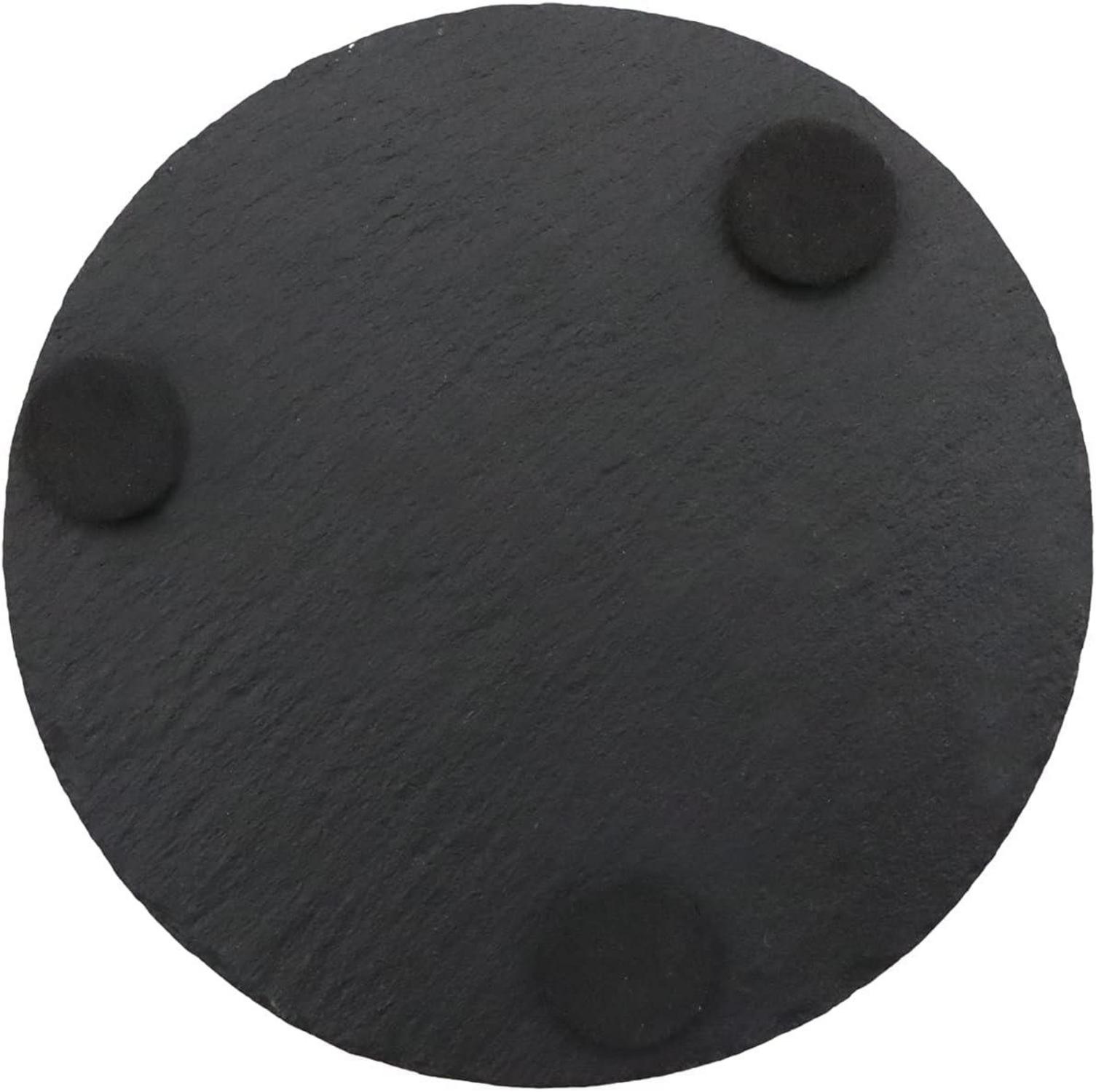 Schiefer Untersetzer 12er Set mit Halter - Runde Glasuntersetzer 10,2 cm - Schwarz