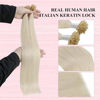 Echthaar Bonding Extensions Blond 35cm – Platinblond