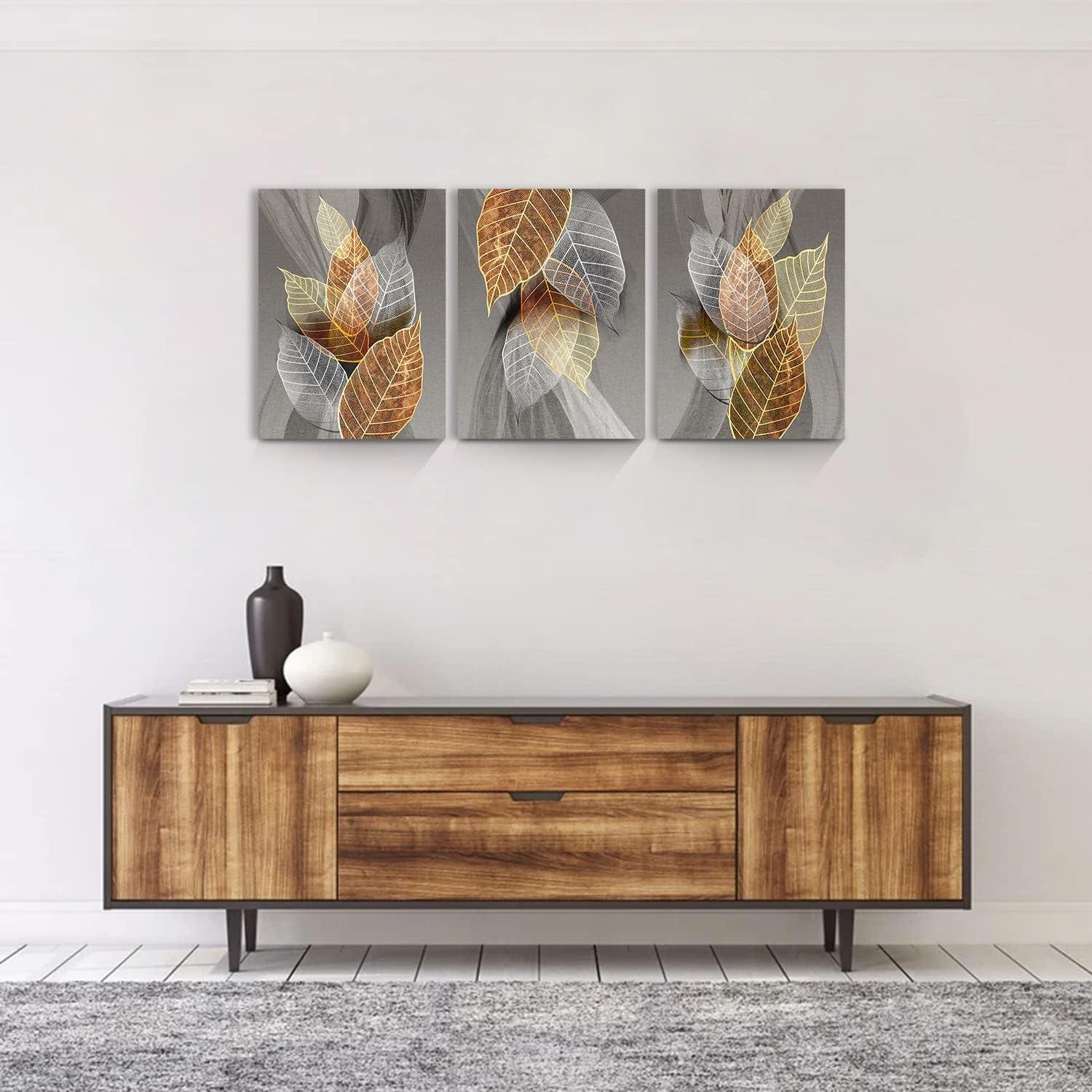 Bilder Blätter Wandbild Natur Modern Leinwandbild 40x58cm 3Stück