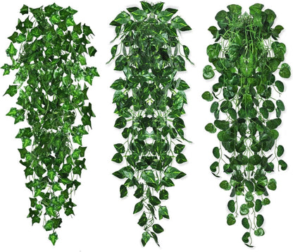 Künstliche Hängepflanzen Set 3 Stück 96cm Gefälschte Efeu Rebe