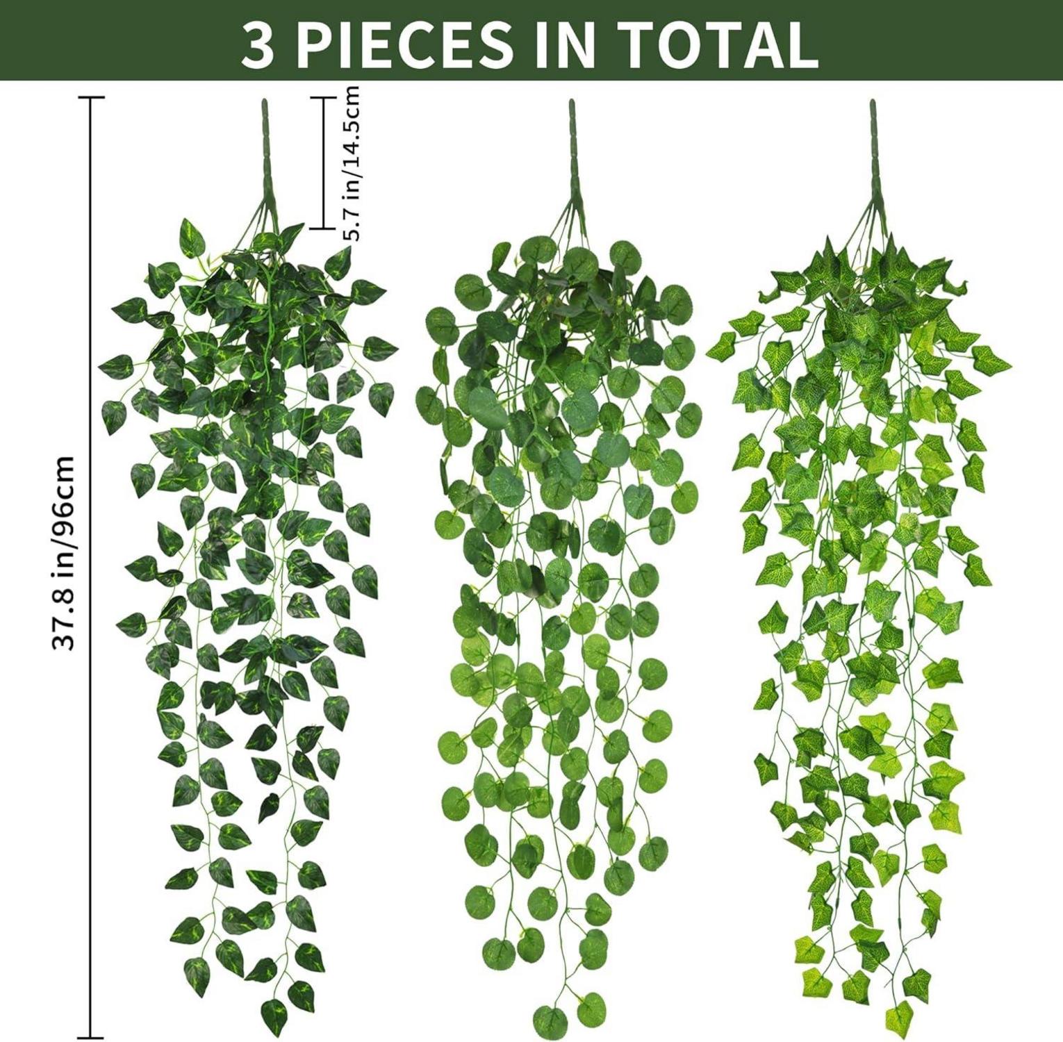 Künstliche Hängepflanze 96cm - 3er Set Balkon Garten Deko