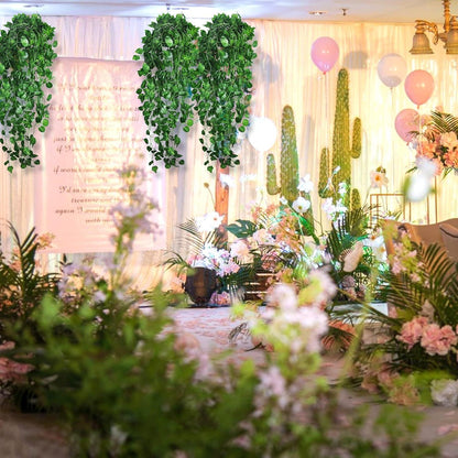 3er Set Künstliche Efeu Hängepflanzen 96cm Wand Dekoration