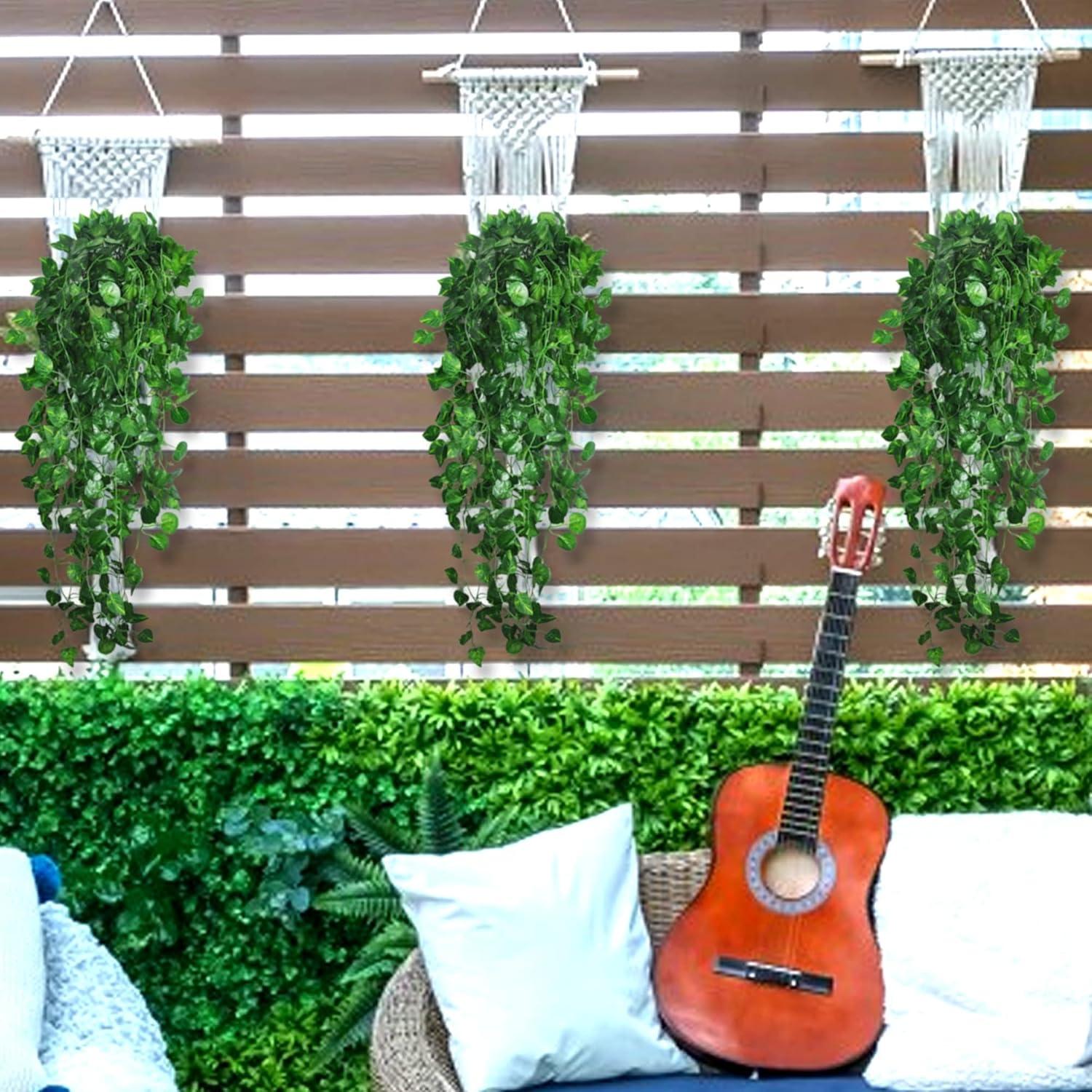3er Set Künstliche Hängepflanzen 96cm, Gefälschtes Efeu, Balkon