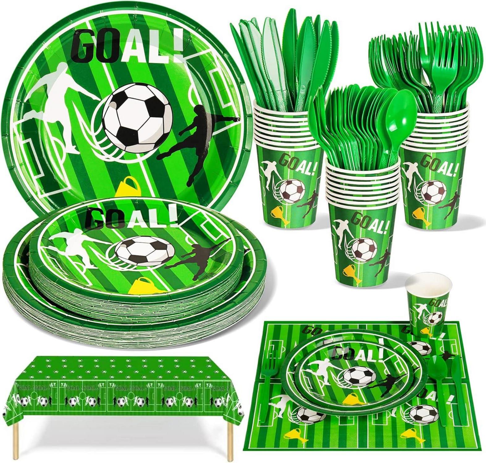 Fußball Partygeschirr Set 141-teilig für Kindergeburtstag