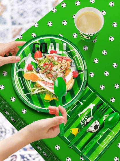 Nkaiso Partygeschirr Fussball Deko Geburtstag Set 141 Stück für Kindergeburtstag 20 Gäste