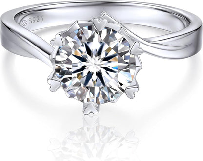 Verlobungsring Damen 2 Karat Moissainte Silber 925 Schneeflocke