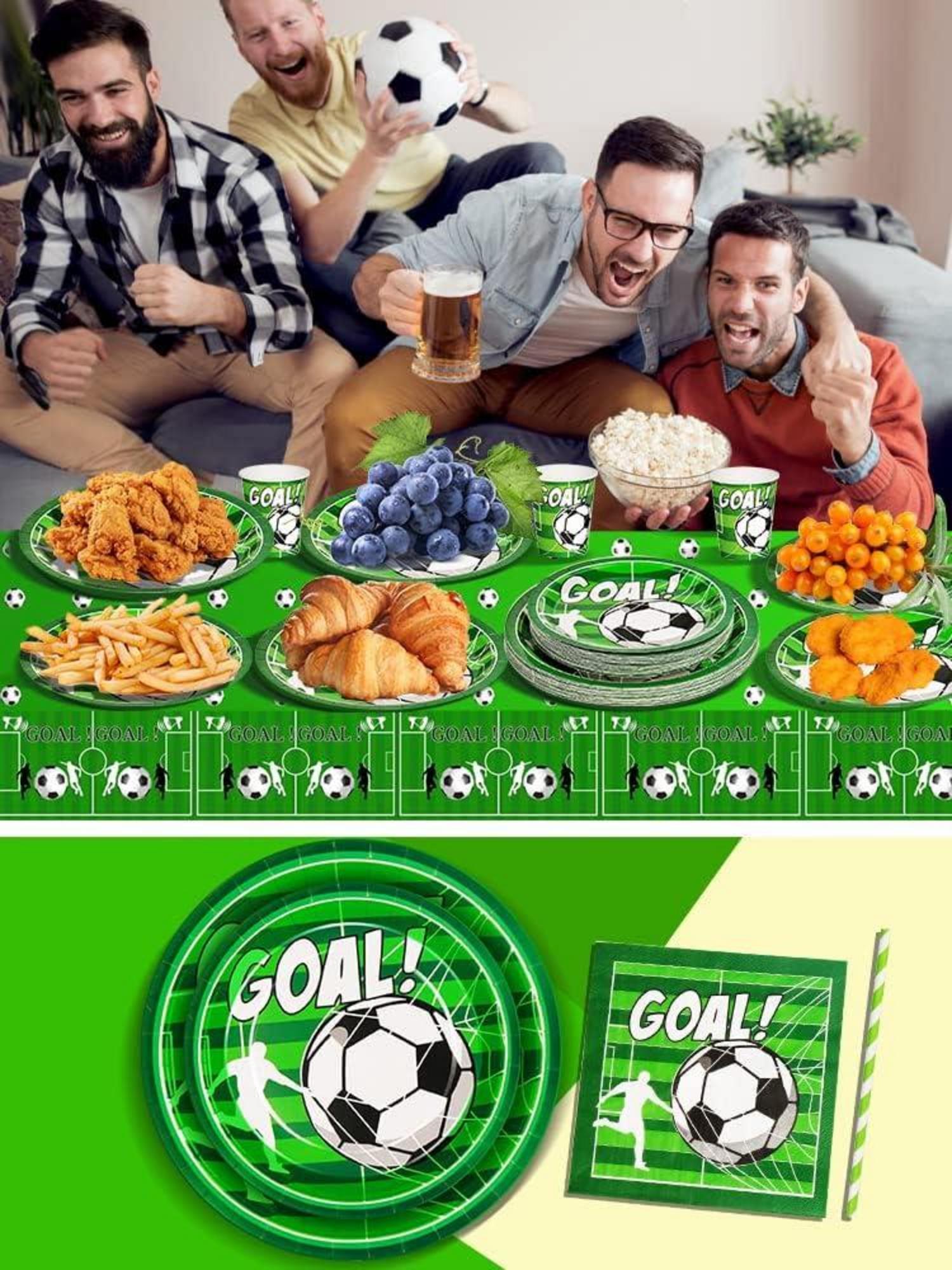 Nkaiso Fußball Partygeschirr Set für 25 Personen, 126-teilig Grün Pappteller