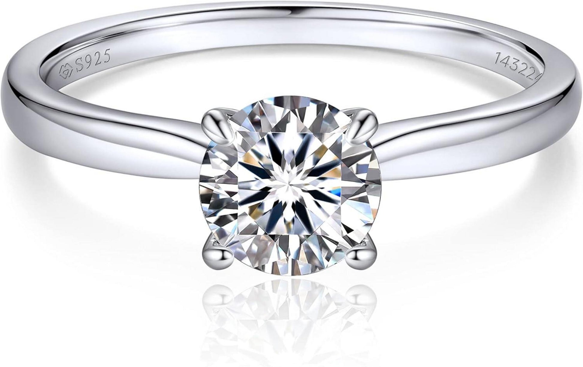 Verlobungsring Damen 1-2 Karat Moissainte Solitär 925 Silber D VVS1