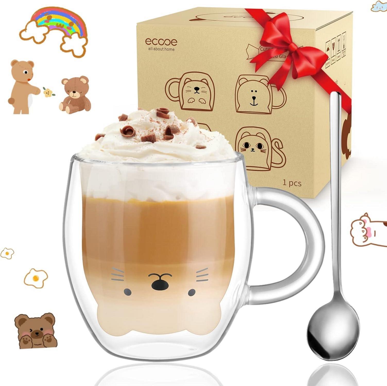 Doppelwandige Katze Gläser 290ml Latte Macchiato Cappuccino Tassen