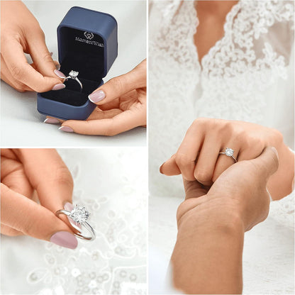 Verlobungsring Damen 1-2 Karat Moissanite Solitär 925 Silber