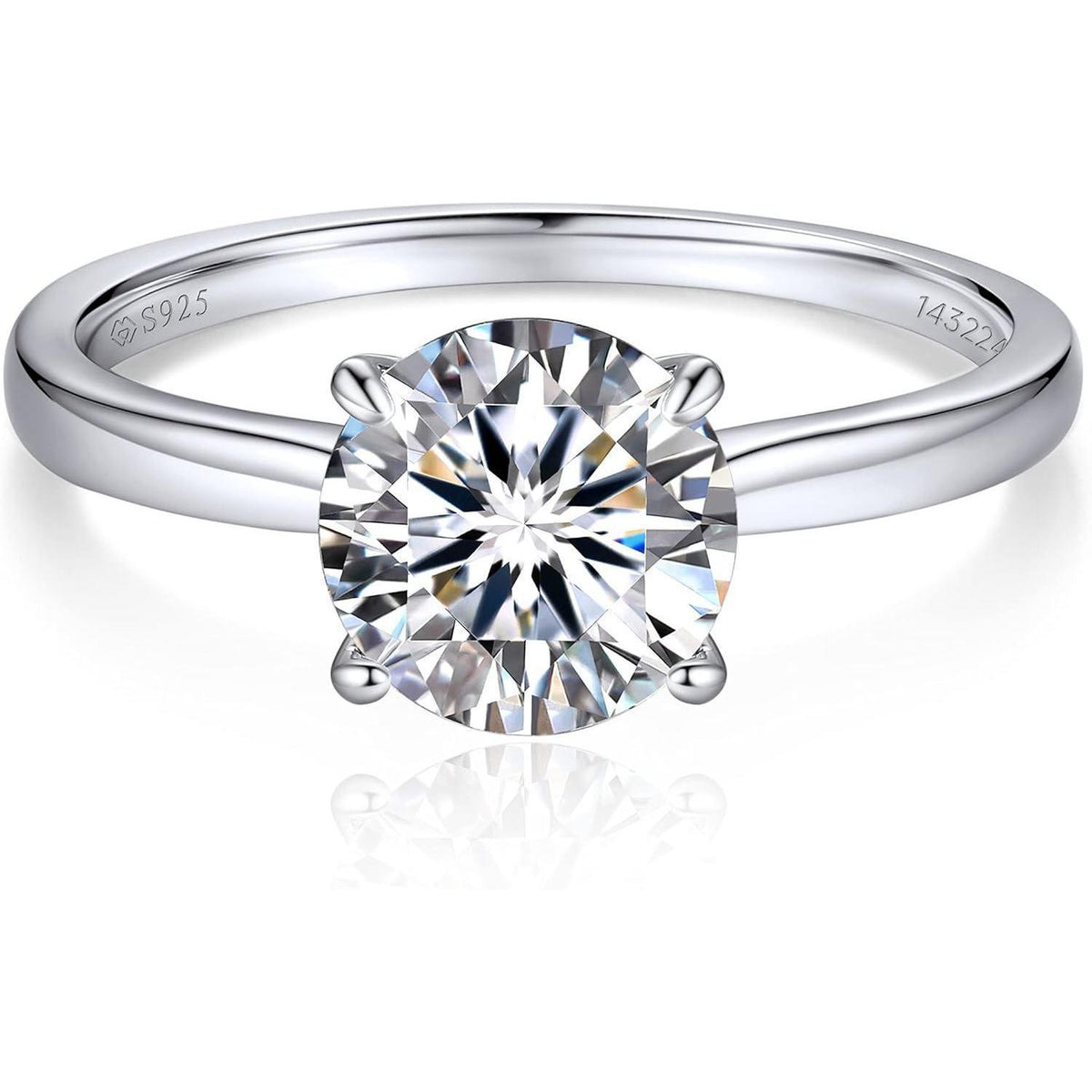 Verlobungsring Damen Moissanit 2 Karat 925 Sterling Silber D VVS1