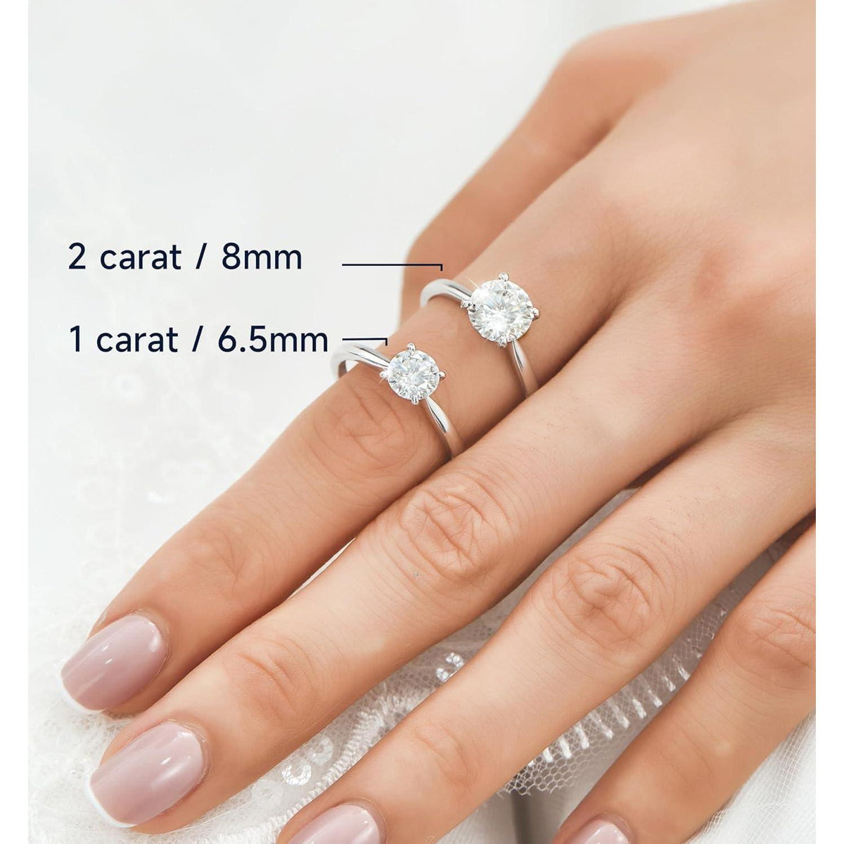 Verlobungsring Damen Moissanit 2 Karat 925 Sterling Silber D VVS1
