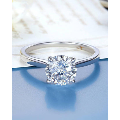Verlobungsring Damen Moissanit 2 Karat 925 Sterling Silber D VVS1