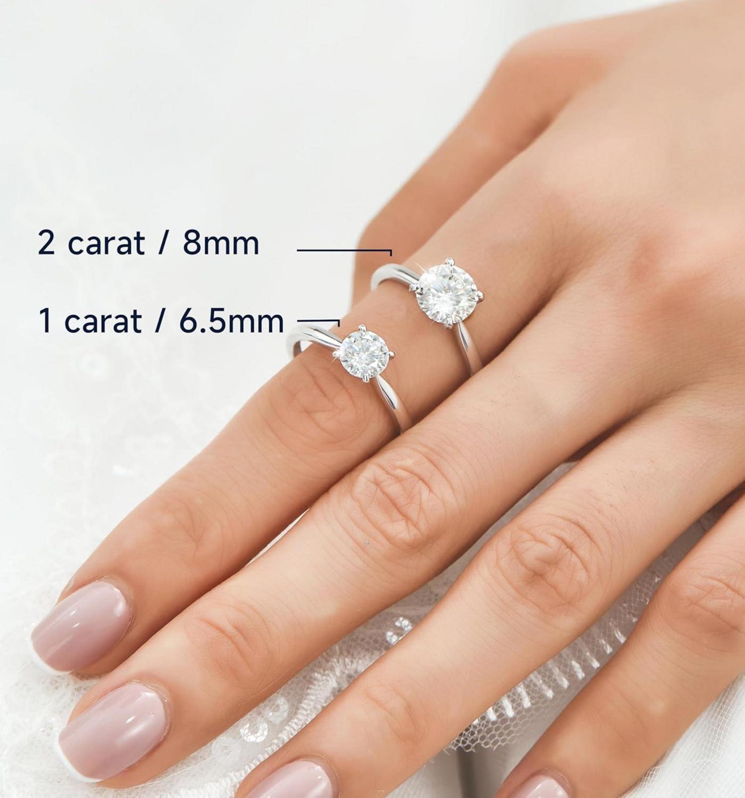 Verlobungsring Damen 2-Karat D Farbe VVS1 Moissanit 925 Silber Solitär