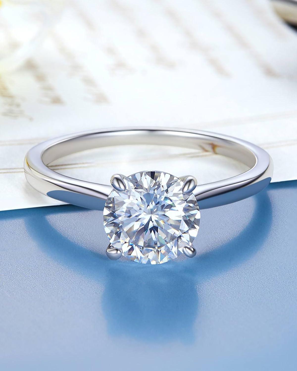 Verlobungsring Damen 2-Karat D Farbe VVS1 Moissanit 925 Silber Solitär