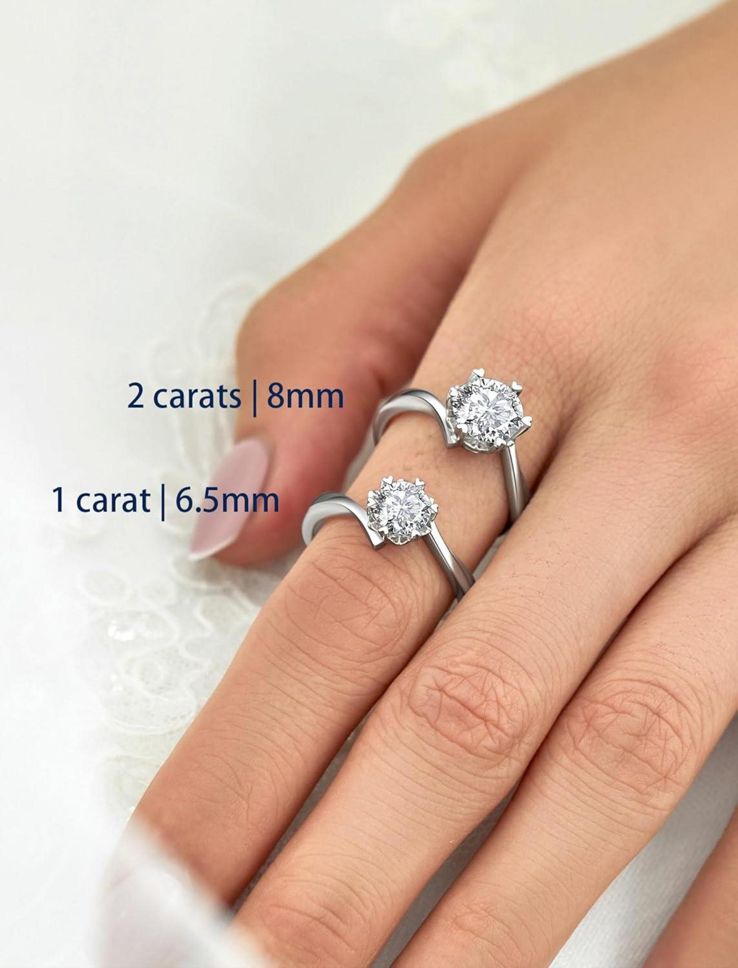 Verlobungsring Damen 1-2 Karat Moissanit Schneeflocke Silber 925 Solitär