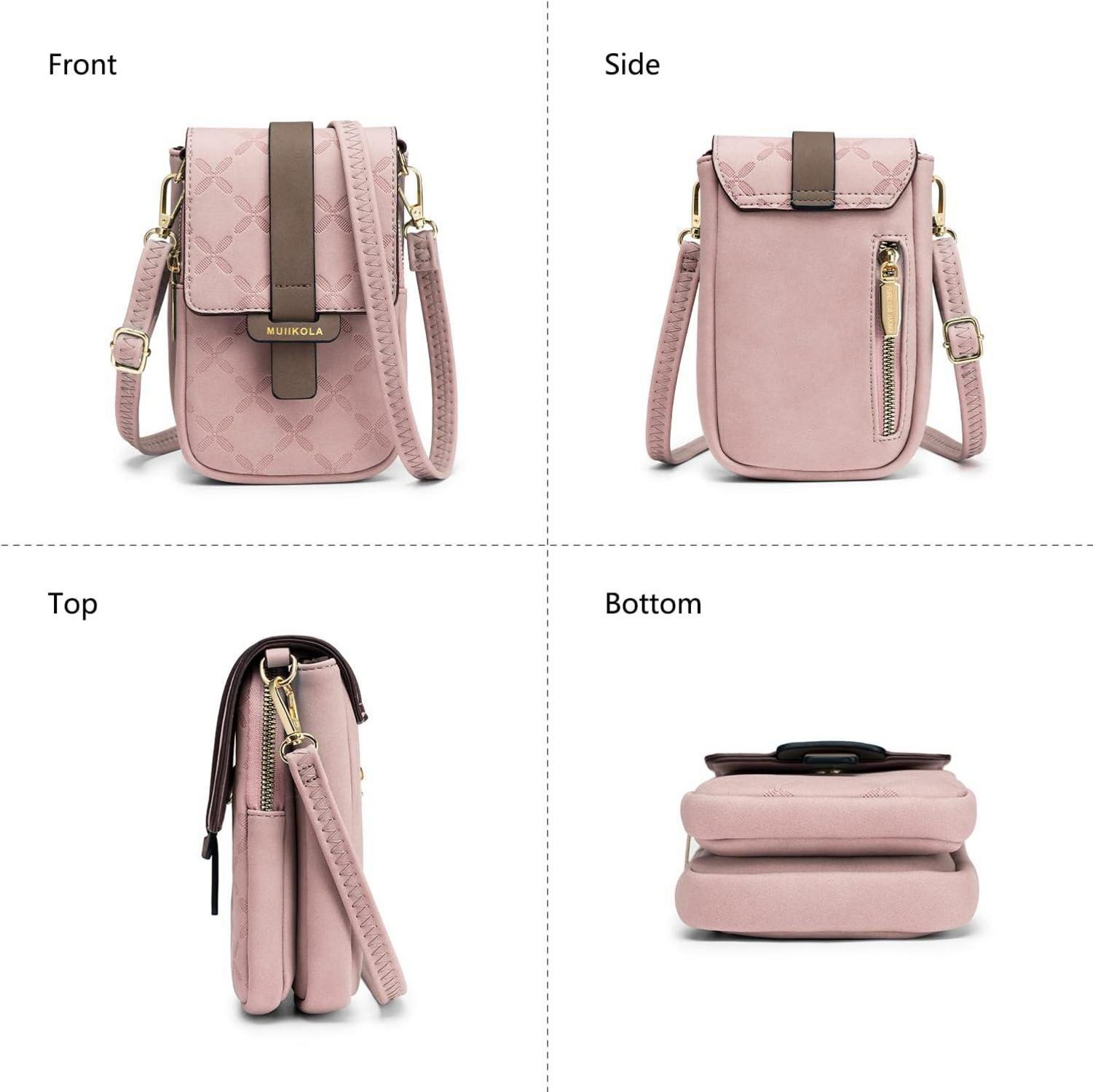 MUIIKOLA Damen Handytasche Leder Umhängetasche RFID Neu-rosa