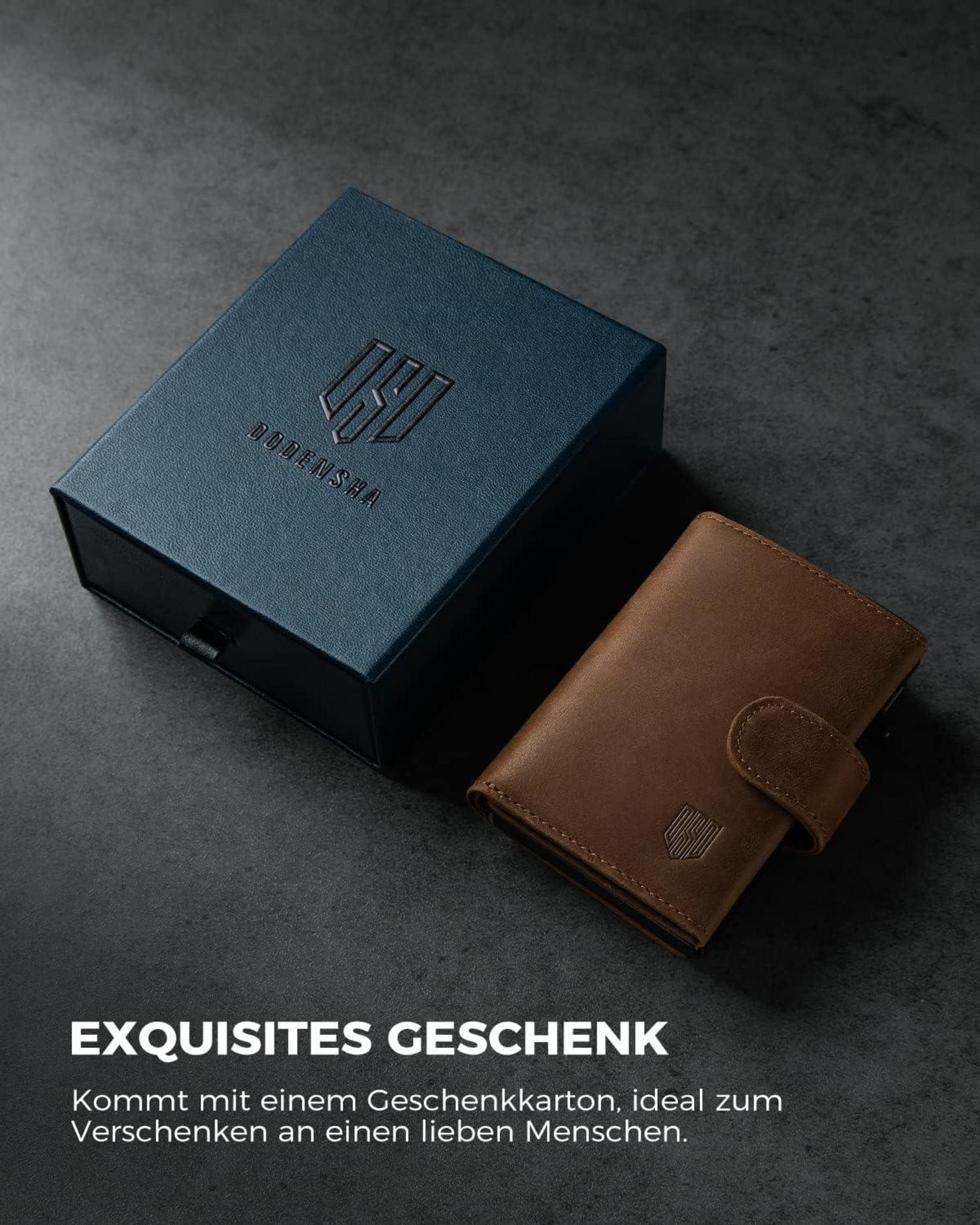 Kreditkartenetui RFID Herren Münzfach Pop-up Aluminium Braun