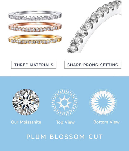 Moissanit Diamant Verlobungsring Silber 925 Ehering Band-Silber