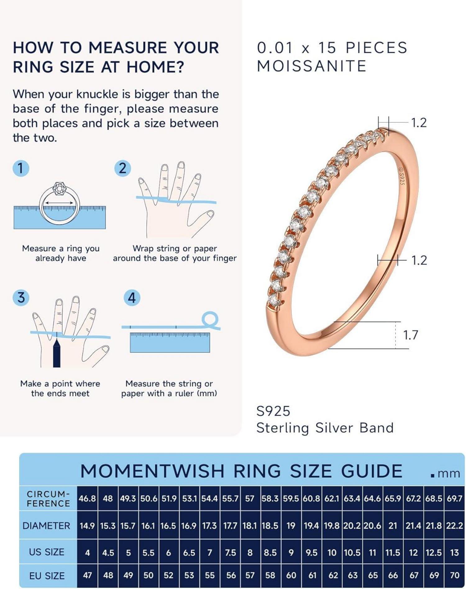 MomentWish Moissanit Verlobungsring 925 Silber Eternity Ring Rosegold
