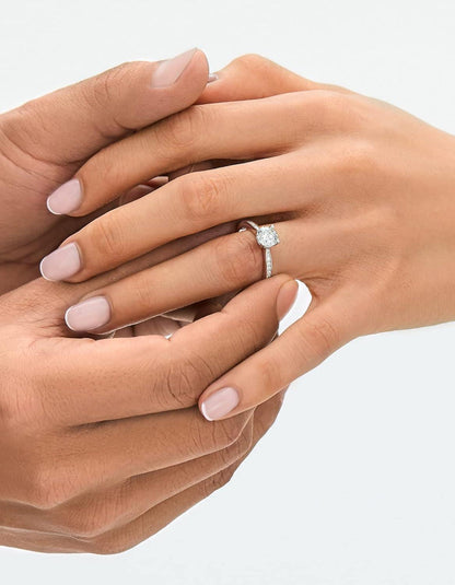 Verlobungsring Damen 1 Karat Moissanite Diamant Ring 925 Silber VVS1 D Farbe Rose-1 Karat