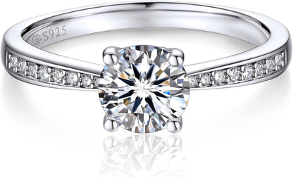 Moissanite Verlobungsring 1 Karat Damen 925 Sterling Silber VVS1