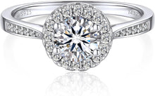Verlobungsring Damen Silber 1 Karat Moissanite Halo Valentinstag