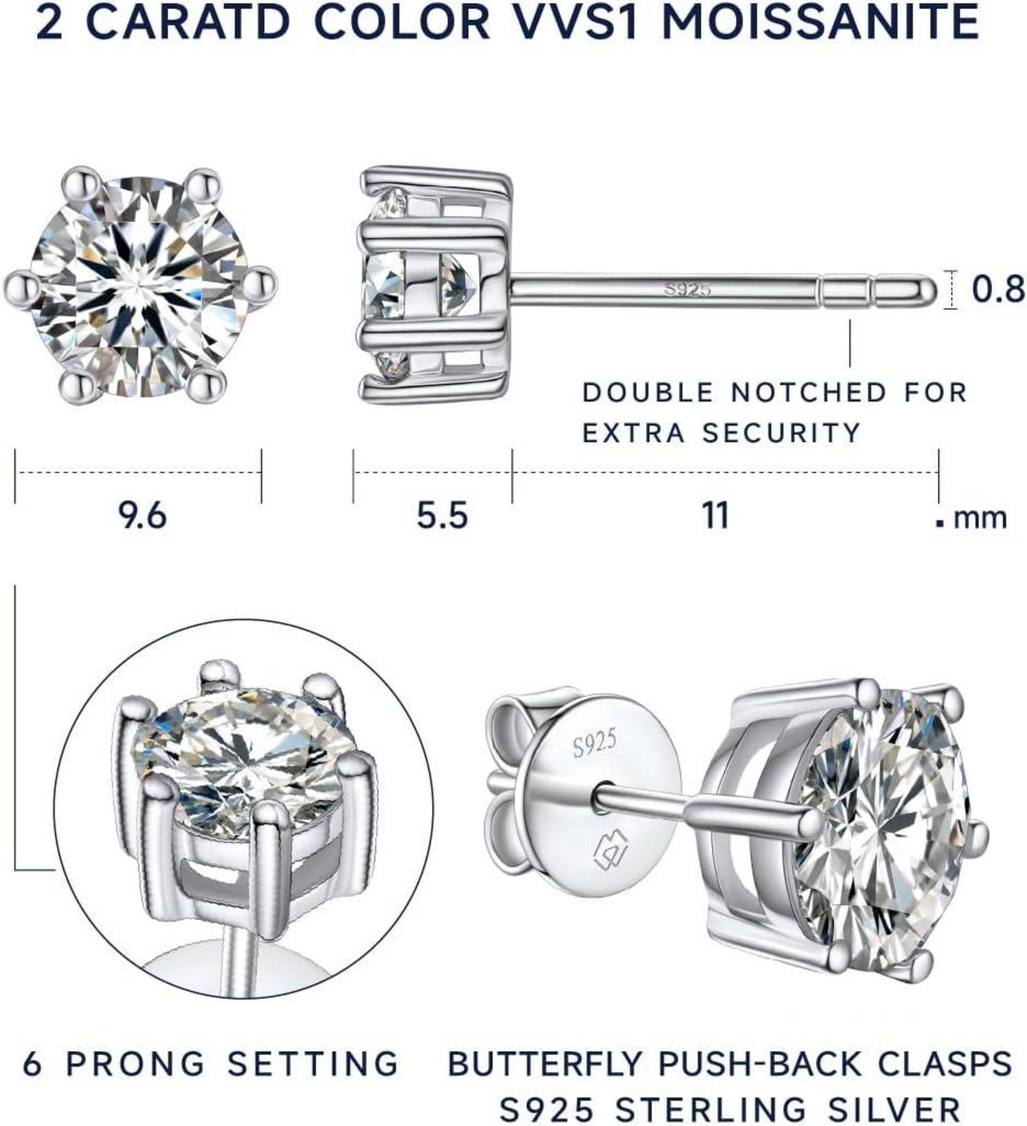 Moissanite Ohrringe Silber 925 1-4 Karat Ohrstecker Diamant