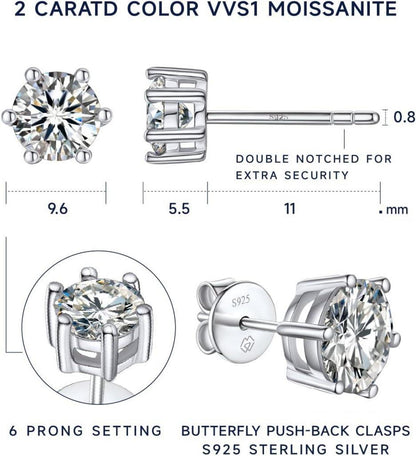 Moissanite Ohrringe Silber 925 1-4 Karat Ohrstecker Diamant