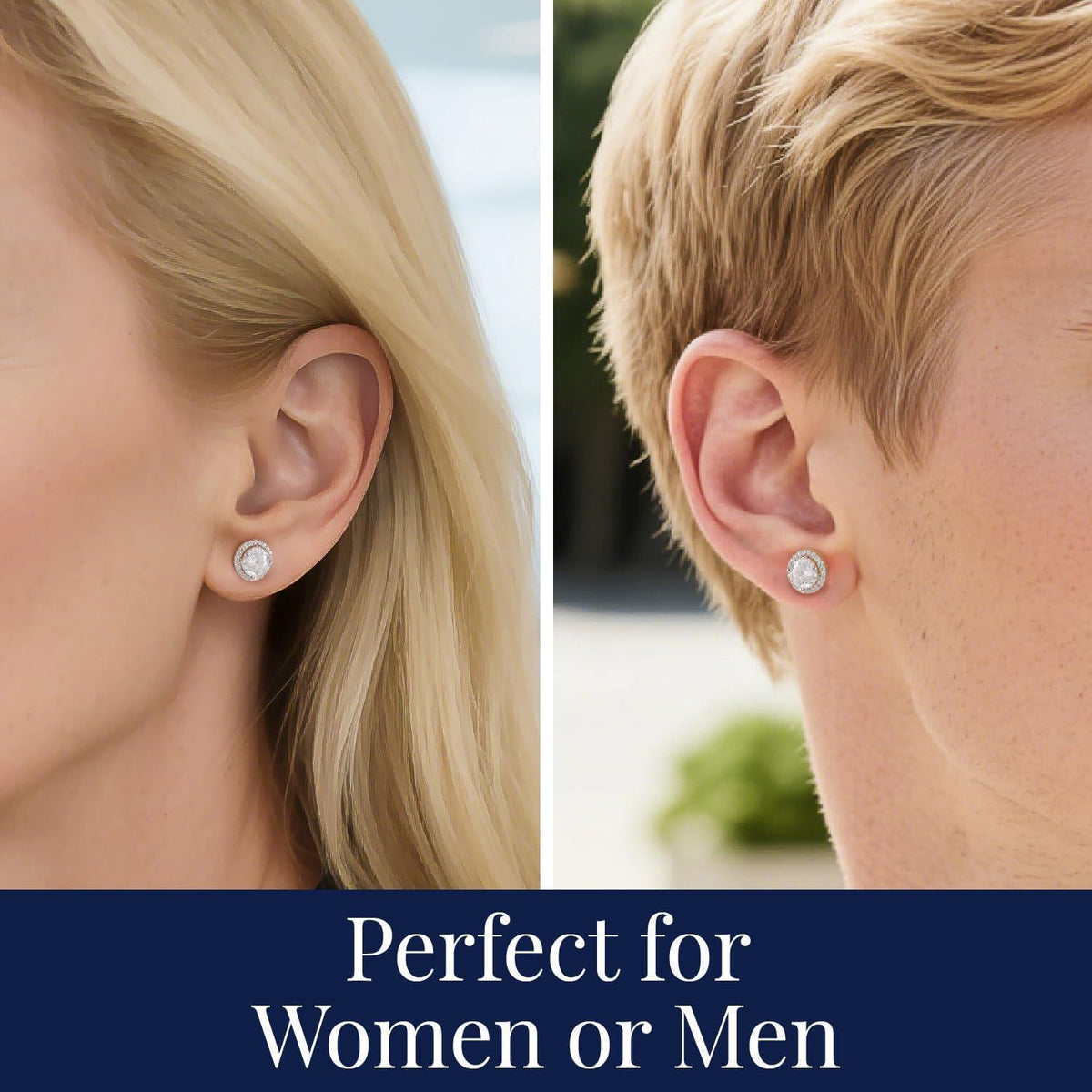 Moissanit Ohrstecker Silber 925 Halo 2 Karat Damen Hypoallergen