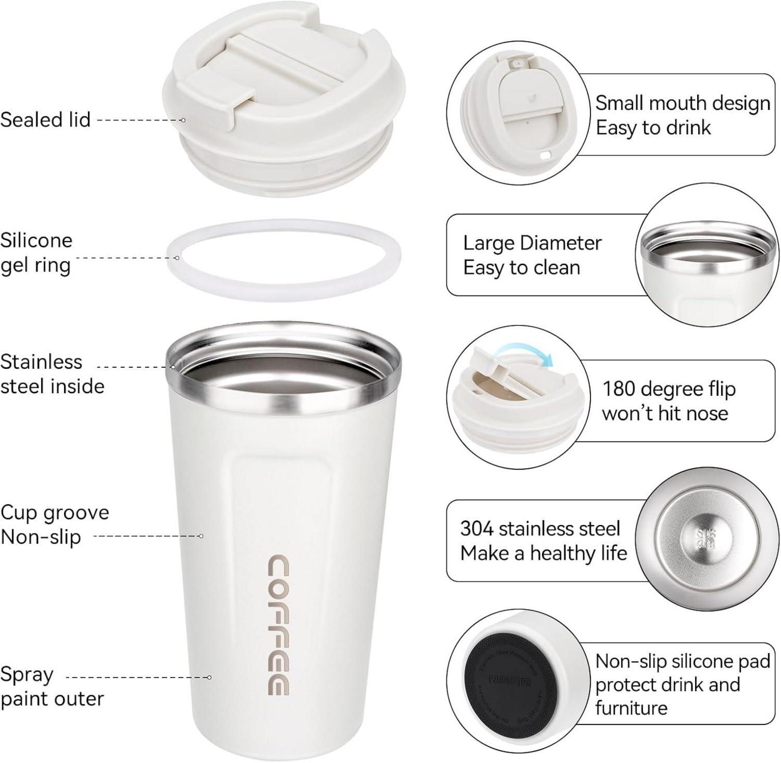 Kaffeebecher to go Thermobecher Auslaufsicher Kaffeetasse mit Deckel