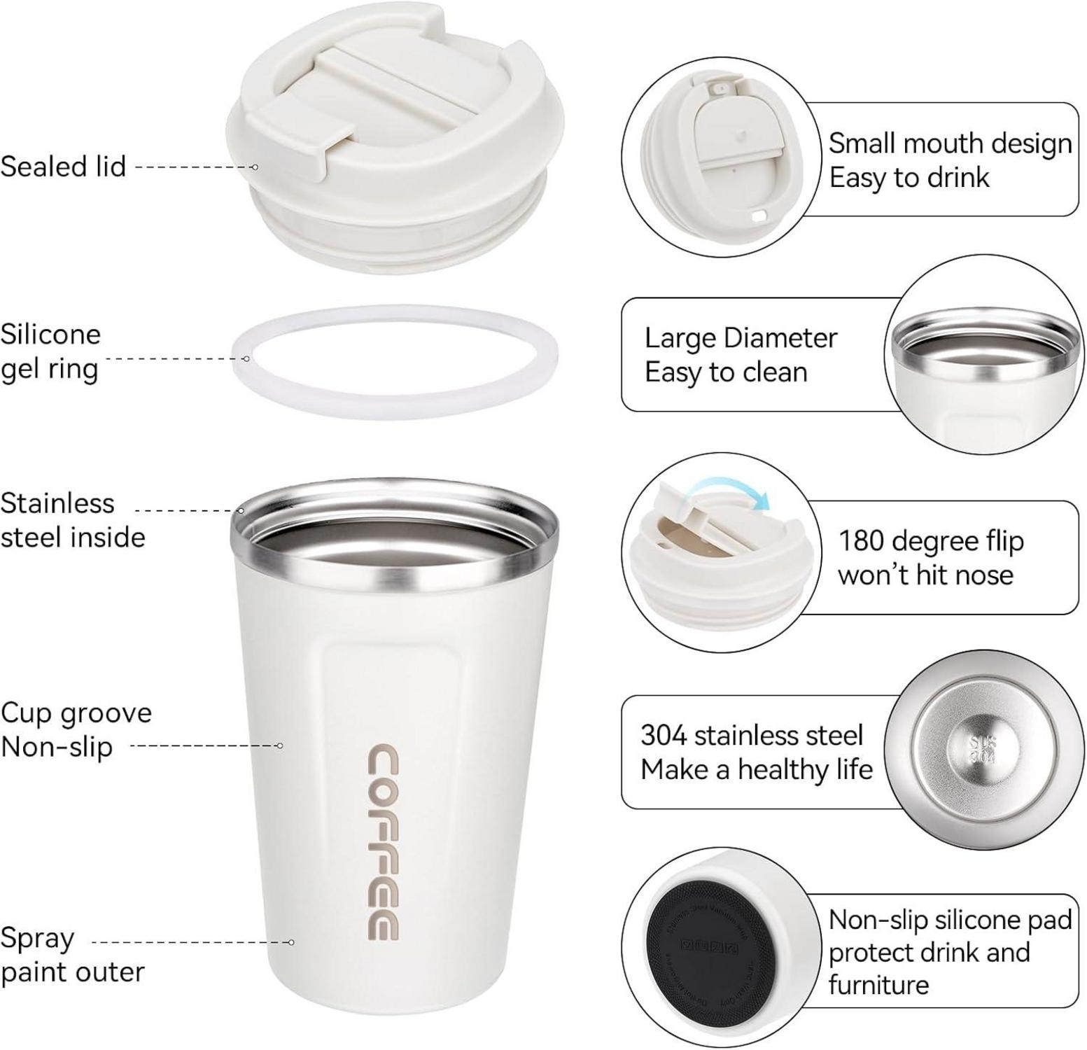 ERBO Kaffeebecher to go Thermobecher Auslaufsicher 380ml