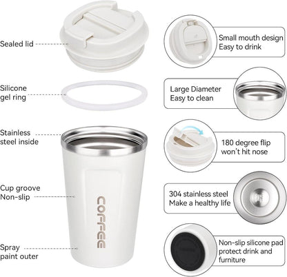 ERBO Kaffeebecher to go Thermobecher Auslaufsicher 380ml