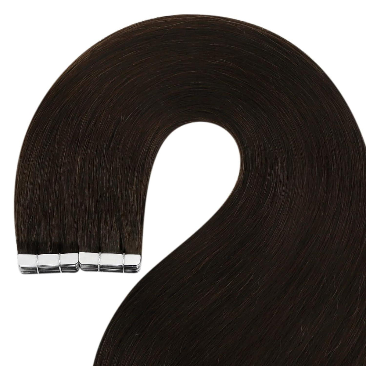 Dunkelbraune Tape Extensions Echthaar 70 cm