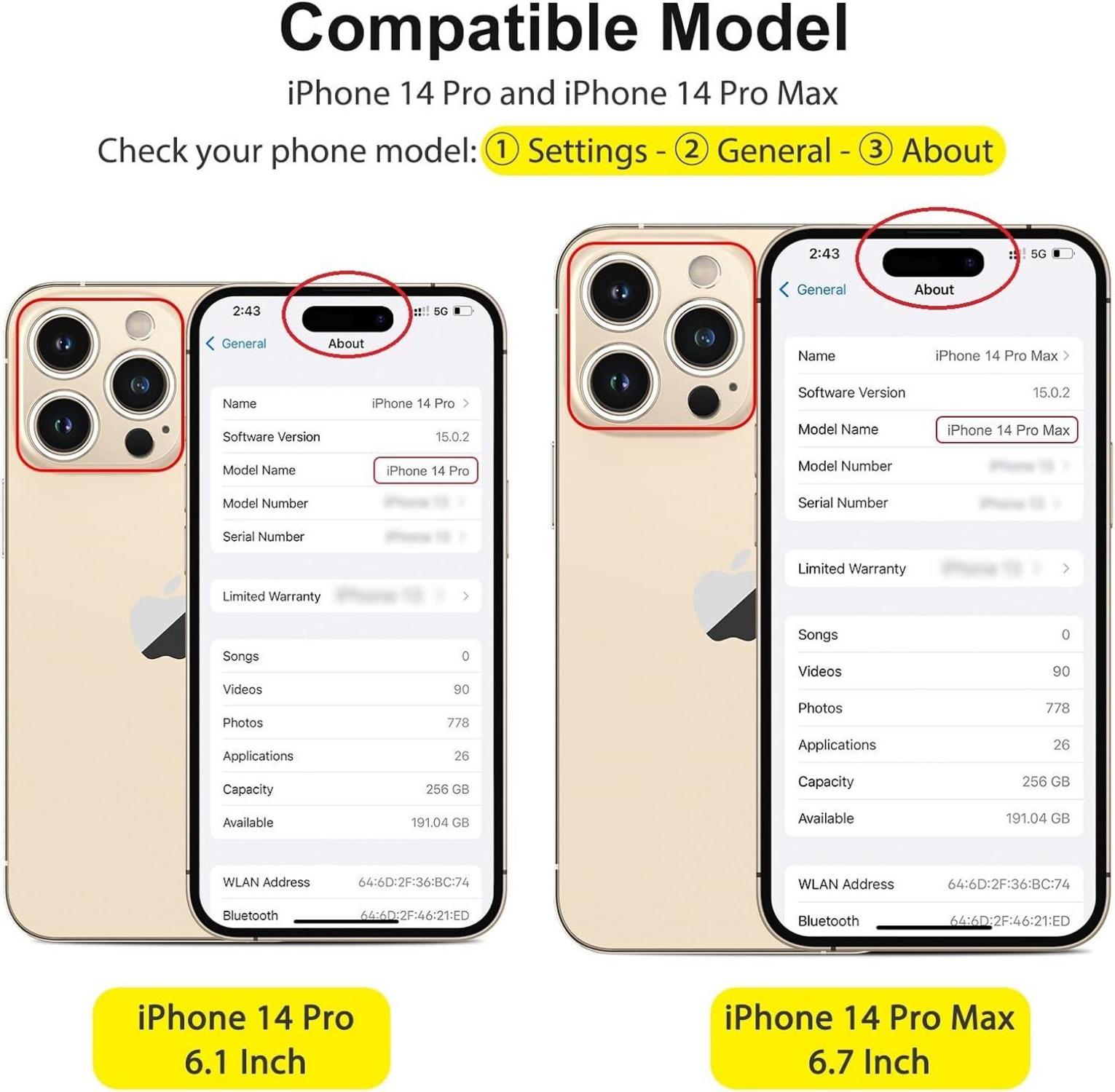 Kameraschutz für iPhone 14 Pro Max, 4er Pack, 9H Glas