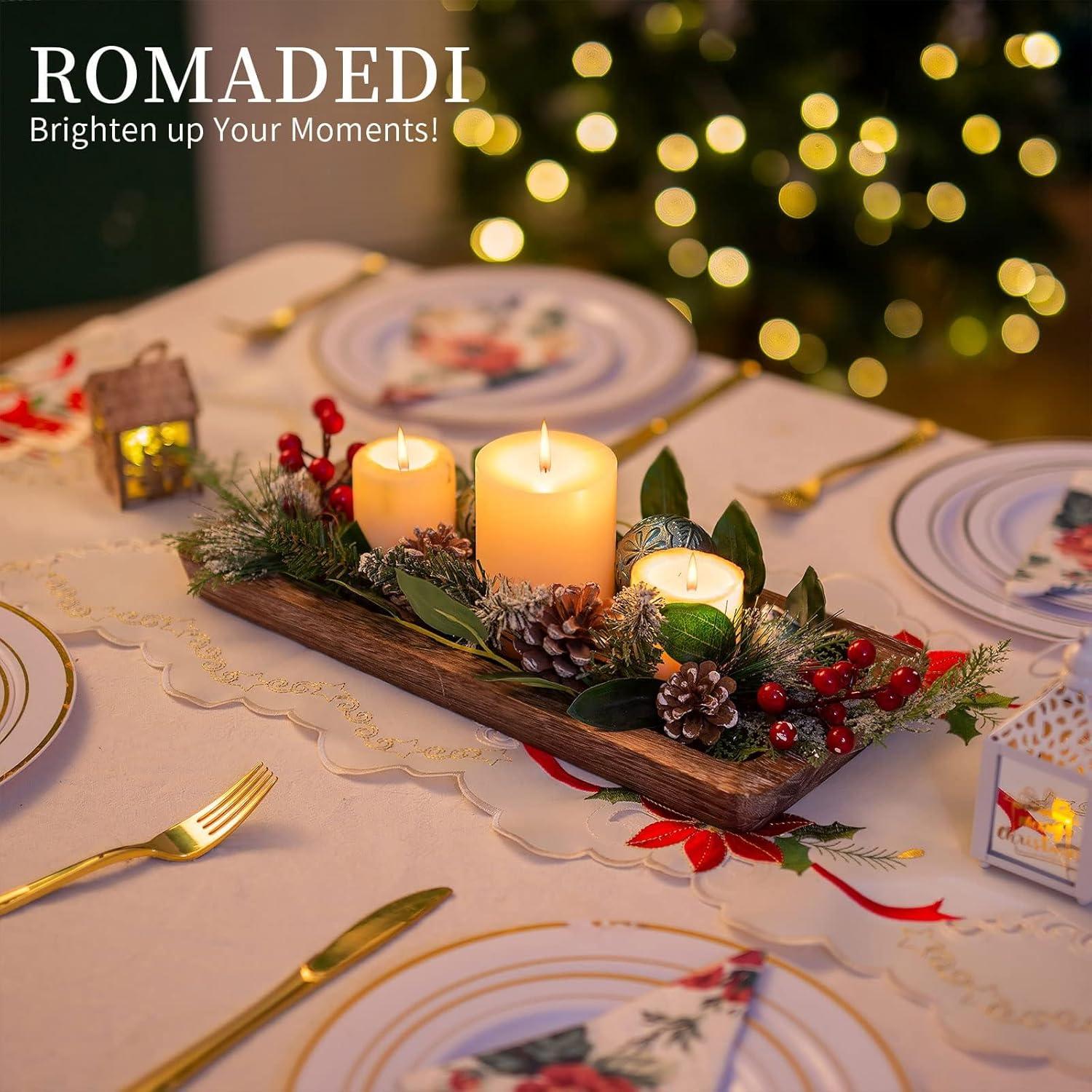 Rechteckiges Holztablett Rustikale Tischdeko 40cm x 17cm - Kerzentablett Landhaus Deko Weihnachten