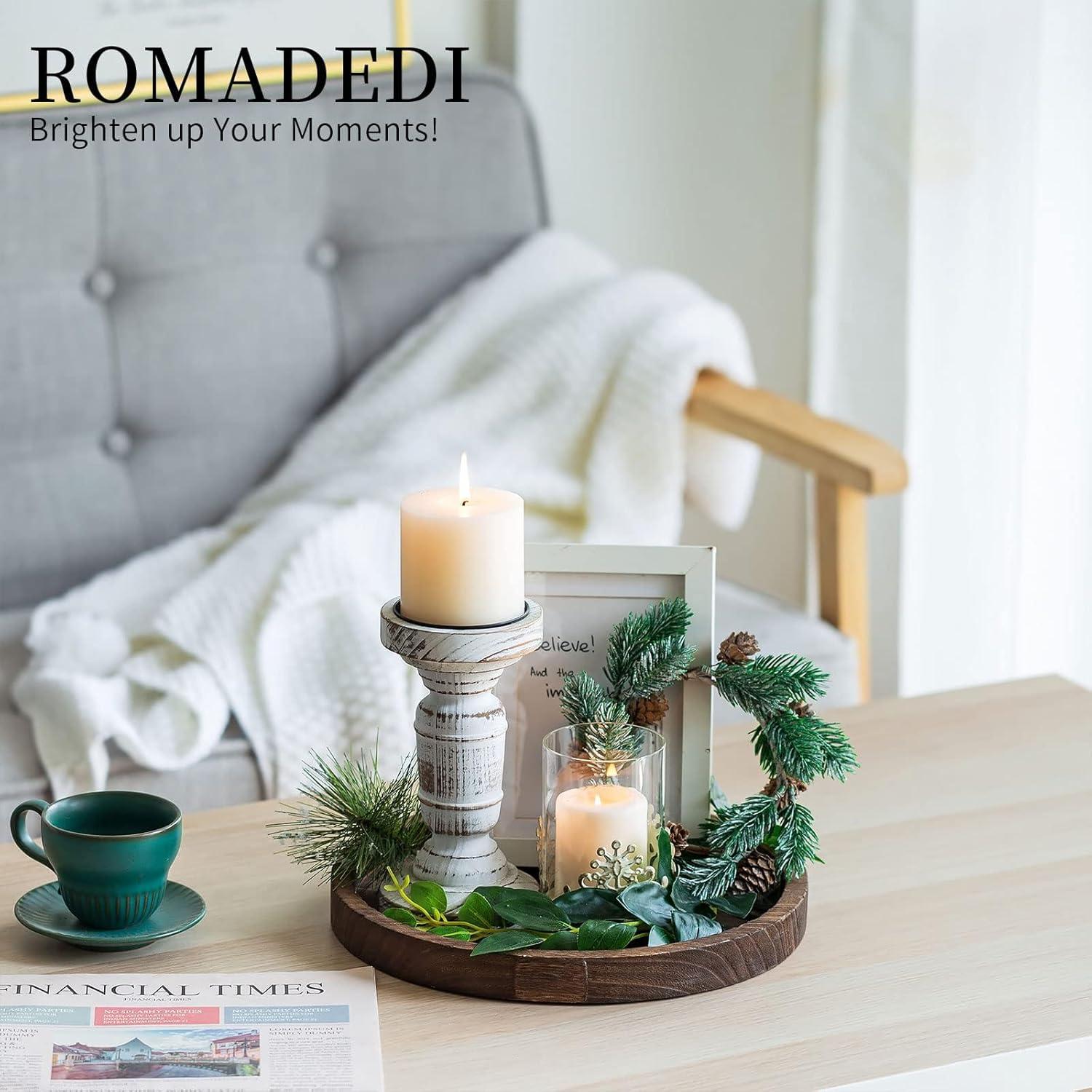 Holztablett 30cm rund Deko Rustikale Tischdeko Wohnzimmer Couchtisch Landhausstil