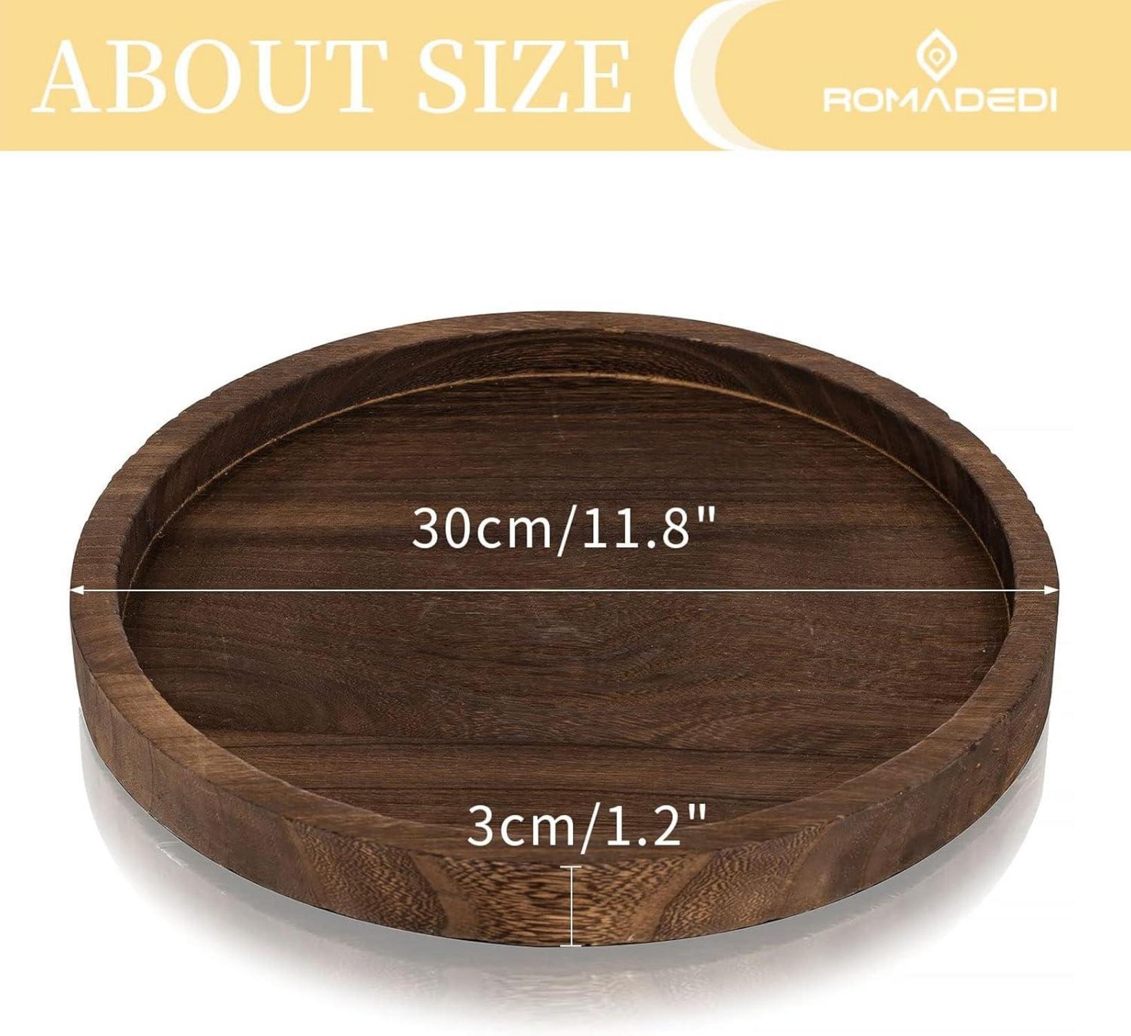 Holztablett Rund Deko 30cm Kerzentablett Landhaus Rustikal Tischdeko