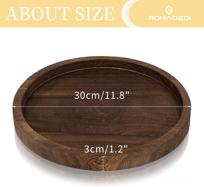 Holztablett Rund Deko 30cm Kerzentablett Landhaus Rustikal Tischdeko