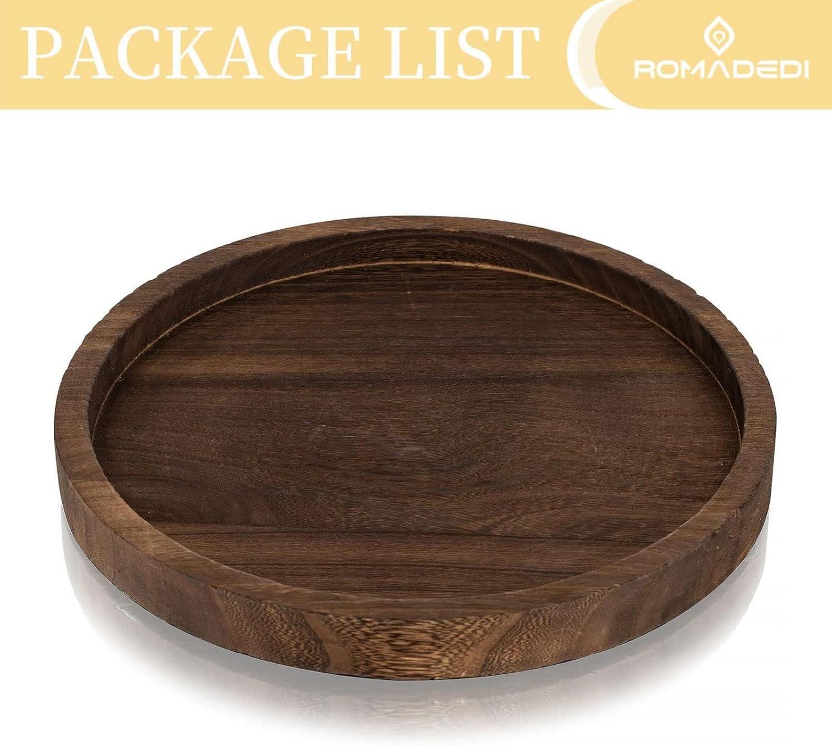 Rundes Holztablett 30cm Deko Kerzentablett Landhausstil Tischdeko