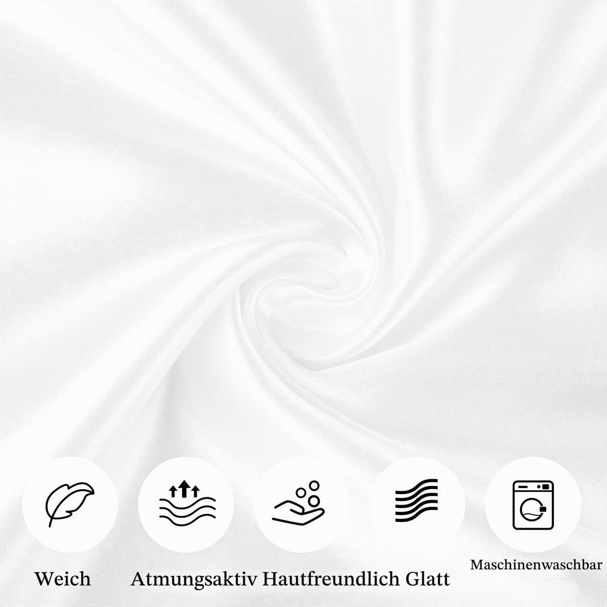 Satin Kissenbezug 2er Set mit Rüschen, 40x80cm, Weiß
