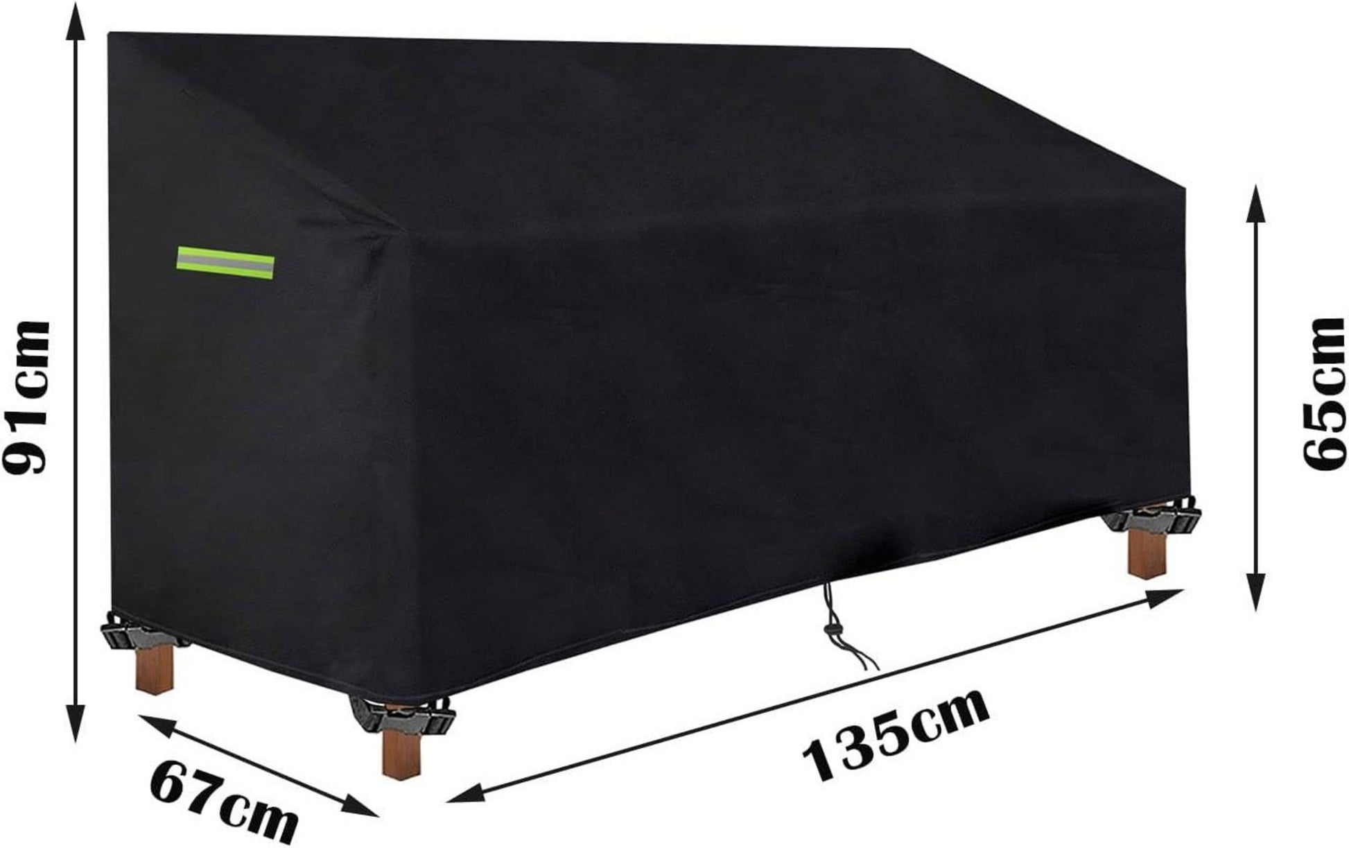 Gartenbank Schutzhülle 2/3 Sitzer Schwarz 135x67x65/91cm UV-Beständig
