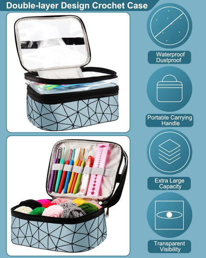 Coopay Häkelset für Anfänger 71 Stück Häkelnadel Set Wolle Tasche Garn 0,6-6,0